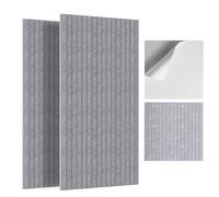 JBER 6Pack Acoustic Panels, Self-Adhesive Fluted Slat Sound Proofing Panels for Walls, Decorative Acoustic Wall Panels for Recording Studio, Offices, Home, 60×60×1cm, Grey