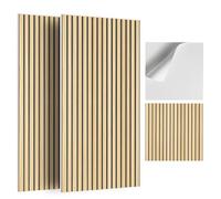 JBER 6Pack Acoustic Panels, Self-Adhesive Fluted Slat Sound Proofing Panels for Walls, Decorative Wood Grain Printing Wall Panels for Recording Studio, Offices, Home, 60×60×1cm, Natural Oak