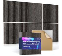JBER 6Pack Acoustic Panels Self-Adhesive, Sound Proofing Panels for Walls, Decorative High Density Fibreboard Wall Panels, Sound Absorbing Panels for Recording Studio, 60×60×1cm, Smoked Oak Color