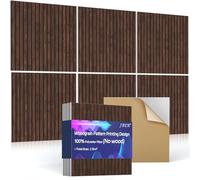 JBER 6Pack Acoustic Panels Self-Adhesive, Sound Proofing Panels for Walls, Decorative High Density Fibreboard Wall Panels, Sound Absorbing Panels for Recording Studio, 60×60×1cm, Dark Walnut Color