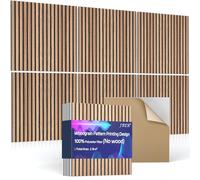 JBER 6Pack Acoustic Panels Self-Adhesive, Sound Proofing Panels for Walls, Decorative High Density Fibreboard Wall Panels, Sound Absorbing Panels for Recording Studio, 60×60×1cm, Natural Walnut color