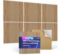 JBER 6Pack Acoustic Panels Self-Adhesive, Sound Proofing Panels for Walls, Decorative High Density Fibreboard Wall Panels, Sound Absorbing Panels for Recording Studio, 60×60×1cm, Rustic Oak Color