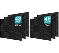 JBER 96 Pack Charcoal Acoustic Panels Studio Foam Wedges Fireproof Soundproof Padding Wall Panels 2.5 X 30 X 30cm/1" X 12" X 12"