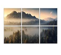 JBER Art Acoustic Panels, 6 Pack Self-Adhesive Large Wall Art Paintings for Wall Decoration, Sound Absorbing Panels for Recording Studio, Living room and Bedroom, 72x48inch(Misty Forest), (JB-08)
