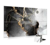 JBER Art Acoustic Panels, 6 Pack Self-Adhesive Large Wall Art Paintings for Wall Decoration, Sound Absorbing Panels for Recording Studio, Living room, Bathroom,120 x 68 cm(Black Gradient Gilt Marble)