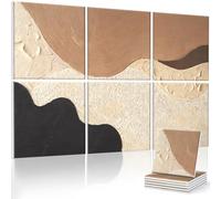 JBER Art Acoustic Panels, 6 Pack Self-Adhesive Large Wall Art Paintings for Wall Decoration, Sound Absorbing Panels for Recording Studio, Living room, Bathroom,180 x 120 cm(Silk & Shadow)