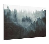 JBER Art Acoustic Panels, 6 Pack Self-Adhesive Large Wall Art Paintings for Wall Decoration, Sound Absorbing Panels for Recording Studio, Living room, Bathroom,180 x 120 cm(Foggy Forest)
