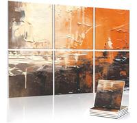 JBER Art Acoustic Panels, 6 Pack Self-Adhesive Large Wall Art Paintings for Wall Decoration, Sound Absorbing Panels for Recording Studio, Living room, Bathroom,180 x 120 cm(Orange Dreams)