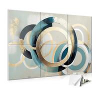 JBER Art Acoustic Panels, Large Wall Art Paintings for Wall Decoration | 6 Pack Self-Adhesive Sound Absorbing Panels for Living room, Bedhroom, Recording Studio,180 x 120 cm(Circular)