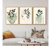 JBER Canvas Poster Set, Bohemian Decorative Prints, Beautiful Green Pictures, Modern Wall Decoration, Living Room and Bedroom Decoration, Framed, 30 x 40 cm