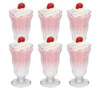 JBESUHI 6 Pack 14 Oz Acrylic Milkshake Glasses - Shatterproof Footed Plastic Soda Cups, Clear Old Fashioned Fountain Glasses for Pina Colada, Juice, ice create, Tropical Drinks, Party