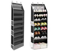JBESUHI Shoe Organizer - Over the Door Shoe Organizer for Closet, Hanging Closet Shoe Storage with Large Deep Pockets, Holds 14-28 Pairs of Sneakers, Sandals, Boots, Black