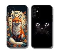 JBGO Phone Case for Samsung Galaxy A71 4G Silicone Case Slim Thin Soft TPU Cover with Cute Pattern Design Shockproof Protective Case for Girls Women - Fox Cat