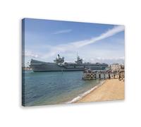 JBGQGAG HMS Prince of Wales Battleship Canvas Poster Bedroom Decor Landscape Office Room Decor Gift 24x36inch(60x90cm)