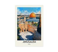 JBGQGAG Jerusalem Poster Art Travel Canvas Poster Wall Art Decor Print Picture Paintings for Living Room Bedroom Decoration 12" L X 18" W