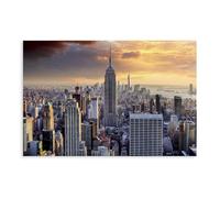JBGQGAG Manhattan Skyscrapers Canvas Poster Wall Art Decor Print Picture Paintings for Living Room Bedroom Decoration 16x24inch(40x60cm)