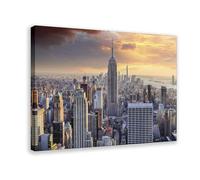 JBGQGAG Manhattan Skyscrapers Canvas Poster Wall Art Decor Print Picture Paintings for Living Room Bedroom Decoration 16x24inch(40x60cm)