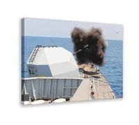 JBGQGAG Naval Frigate Live-Fire Exercise Canvas Poster Bedroom Decor Landscape Office Room Decor Gift 16x24inch(40x60cm)