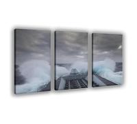 JBGQGAG Naval Frigate on Stormy Seas Canvas Poster Bedroom Decor Landscape Office Room Decor Gift 16x24inch(40x60cm)