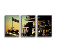 JBGQGAG Naval Frigate Sunset Photograph Canvas Poster Bedroom Decor Landscape Office Room Decor Gift 16x24inch(40x60cm)