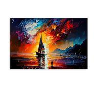 JBGQGAG Sailboats at Sunset Canvas Poster Wall Art Decor Print Picture Paintings for Living Room Bedroom Decoration 20x30inch(50x75cm)