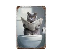 JBHJJB British Shorthair Wall Art_ Funny Bathroom Decor_ British Shorthair in Toilet_ Cat Art_ British Shorthair Gift_ -1_2Wall Decor Art Metal Tin Poster Modern Bar Decorations30x20cm