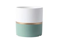 JBIVWW Ceramic Flowerpot Golden Circle Paint Succulent Planter Green Plants Orchid Round Shape Flower Pot With Hole Tray (Color : Dark Green, Sheet Size : 14cm With tray)