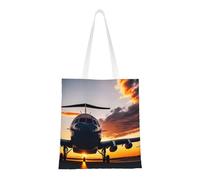 JBJGKHLP Aircraft Plane At Sunset Print Beach Bag Lightweight Bags Eco-Friendly Foldable Travel Gym All Seasons Versatile