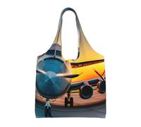 JBJGKHLP Aircraft Plane At Sunsets Print Extra-Large Canvas Tote Bag Shoulder Handbag For Shopping Travel Beach Daily Use