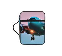 JBJGKHLP Airplane in The Evening Lights Print Bible Storage Bag Waterproof Religious Gift for Men Women Home Church Travel