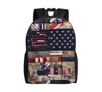 JBJGKHLP American Flag Patchwork Print Stylish Lightweight Unisex Backpack Outdoor Travel Daily Commutes Hiking Trips