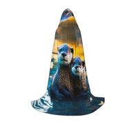 JBJGKHLP Animal Cute Brown Otters Print Unisex Hooded Cloak Robe Carnival Halloween Cosplay Christmas Comfortable Stylish