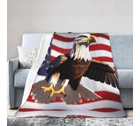 JBJGKHLP Bald Eagle With American Flag Print Ultra-Soft Flannel Blanket Anti-Pilling Blankets Wrinkle Non-Shedding, All Seasons