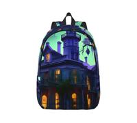 JBJGKHLP Black Haunted Mansion Print Lightweight Stylish Unisex Backpack Double Shoulder Bag For Travel Outdoor Use