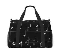 JBJGKHLP Black Music Notes Print Versatile Hand Travel Bag Foldable Shoulder Tote Business Trip Outdoor Carry-On