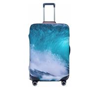 JBJGKHLP Blue Ocean Wave Print Universal Suitcase Elastic Luggage Protector Waterproof Travel Business Vacation