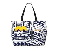 JBJGKHLP Blue Polynesian Maori Tribal Pattern Print Women Mens Beach Travel Bag Foldable Lightweight Tote For Pool Picnic Camping Gym