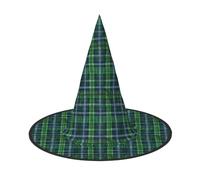 JBJGKHLP Blue Scottish Tartan Print Halloween Witch Hat Unisex Carnival Cosplay Party Fashion Cap Costume Accessory