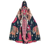 JBJGKHLP Bohemian Elephant Pattern Print Unisex Adult Hooded Long Sleeve Cloak Halloween Christmas Carnival Theme Parties