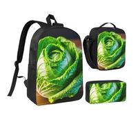 JBJGKHLP Bright Cabbage Print School Backpack Set Lunch Bag Pen Case School Travel Outdoor Activities Shopping
