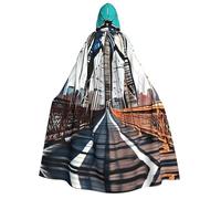 JBJGKHLP Brooklyn Bridge Print Hooded Cape For Adults Carnival Cosplay 190cm Cloak Comfort Themed Party Masquerade