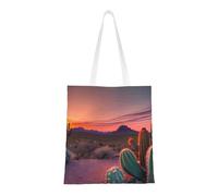 JBJGKHLP Cactus Desert Sunset Print Beach Bag Lightweight Bags Eco-Friendly Foldable Travel Gym All Seasons Versatile