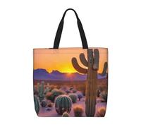 JBJGKHLP Cactus Desert Sunsets Print Extra-Large Organizer Bag Unisex Shoulder Tote Shopping Reusable Eco-Friendly