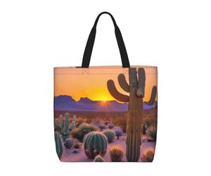 JBJGKHLP Cactus Desert Sunsets Print Extra-Large Organizer Bag Unisex Shoulder Tote Shopping Reusable Eco-Friendly
