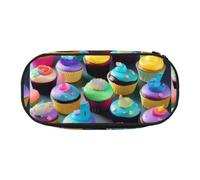 JBJGKHLP Colorful Happy Birthday Cupcakes Print Convenient Pencil Case Practical Pen Storage Bags School Office Essentials Vibrant
