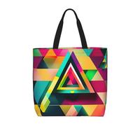 JBJGKHLP Colorful Triangle Pattern Print Large Capacity Bag Women Shoulder Organizer Lightweight Travel Everyday Tote