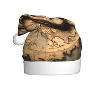 JBJGKHLP Compass and Old World Map Print Christmas Hat for Men and Women for Party New Year Festive Celebrations Decor Cap