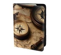 JBJGKHLP Compass and Old World Map Print Passport Travel Document Wallet Case Unisex Lightweight Secure Travel Accessories
