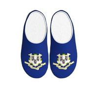 JBJGKHLP Connecticut State Flag Print Washable Slippers Unisex flip flops with TPR Sole Cute Hotel shoes for Guestss