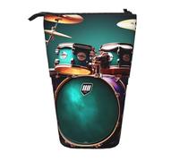JBJGKHLP Cool Drum Set Print Versatility Telescopic Pencil Case Pen Bag Gift Stationery Organizer Daily Pouch